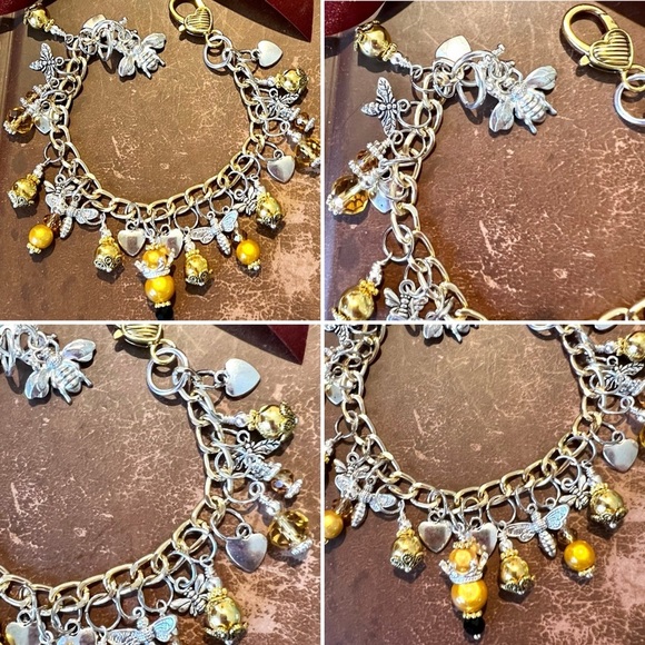 Queen Bee bracelet featuring honeybees & crowns on a fun chain Gorgeous bracelet - Picture 4 of 10